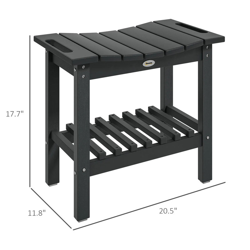2‑tier Outdoor Shower Bench, All‑weather Durable Multipurpose Seating Storage Stool For Courtyard Garden Indoor Bathroom Daily Use