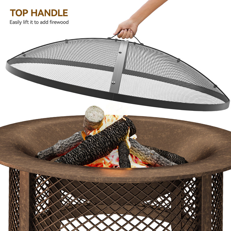 Balconera Short Style Four Pieces Splicing Round Fire Pit Cover, 9.4" H x 30" W x 30" D