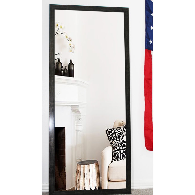 Garg Wood Flat Mirror, 58.5" H x 18.5" W, Black/Gray