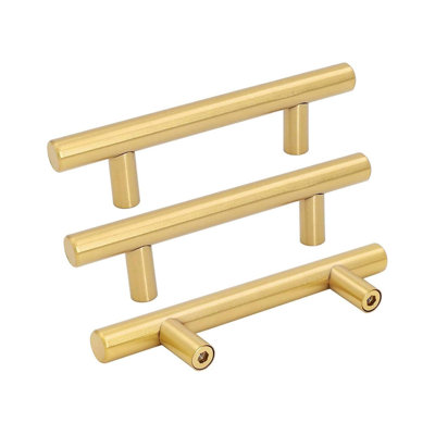 30 Pack 3 inch Gold Cabinet Handles Brushed Gold Cabinet Pulls Stainless Steel Drawer Pulls, Durable Kitchen Cabinet Handles - Bathroom Bedroom Dresser Handles Easy DIY Upgrade