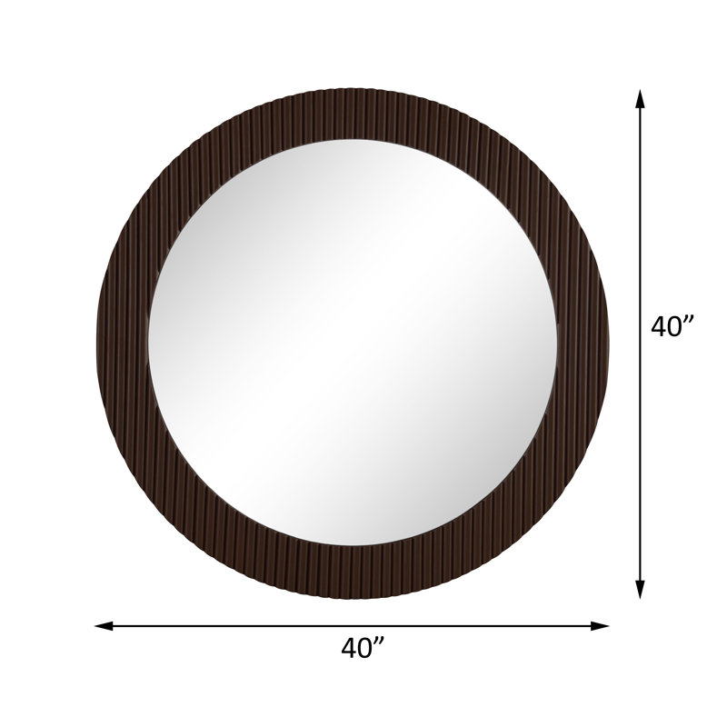 Miroir mural 40 po x 40 po brun
