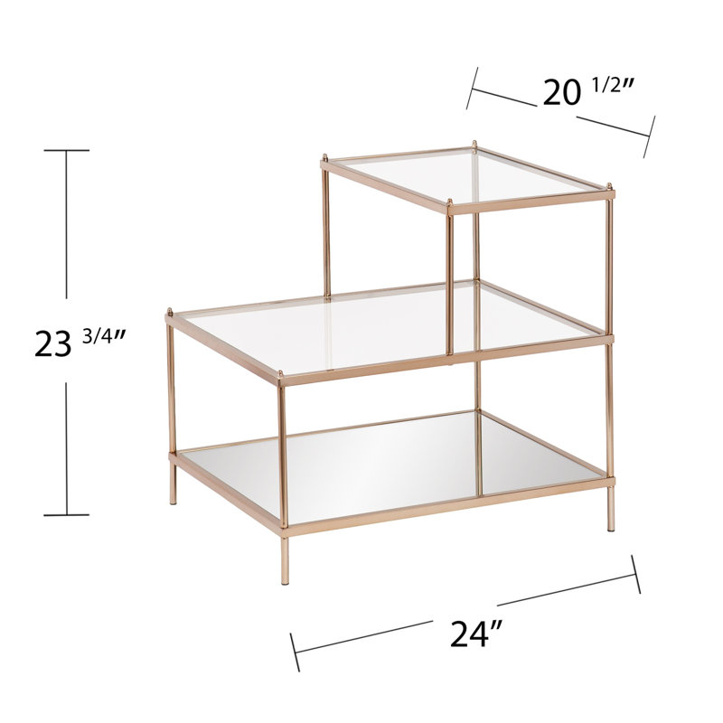 24" Clear Glass Tiered Rectangular End Table