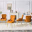 Ensemble de 2 chaises de salle à manger en velours orange avec pieds dorés, chaises d'appoint rembourrées avec accoudoirs pour la salle à manger et la cuisine-501159917
