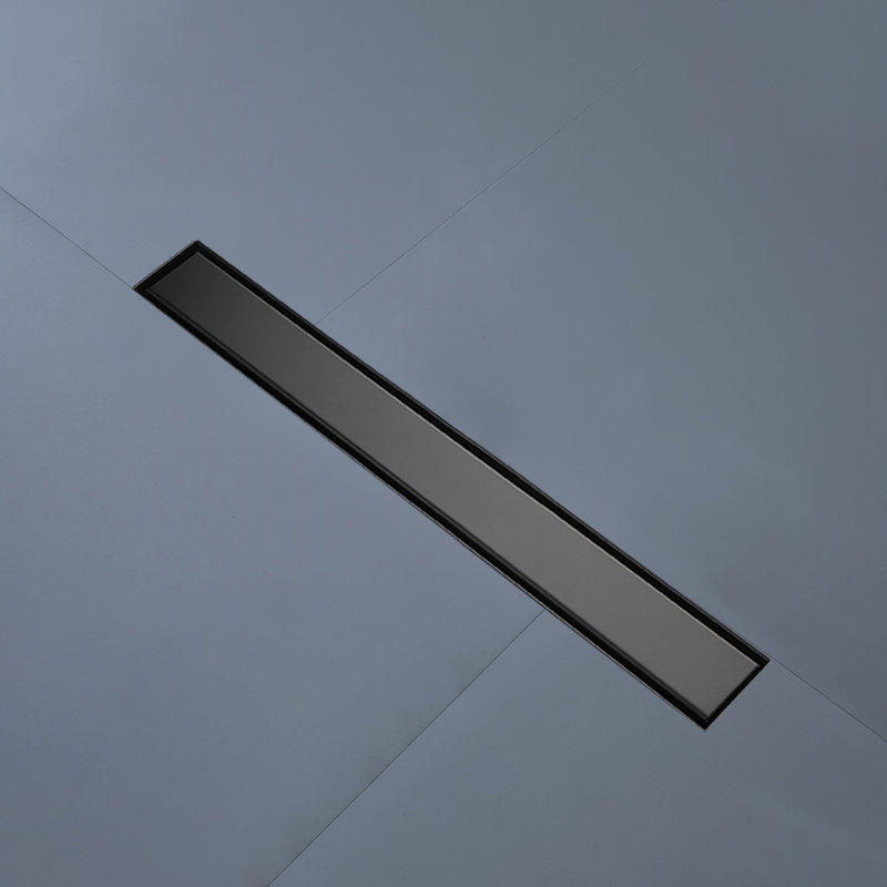 24 In.  Linear Shower Drain With Leveling Feet And Flange In Matte Black