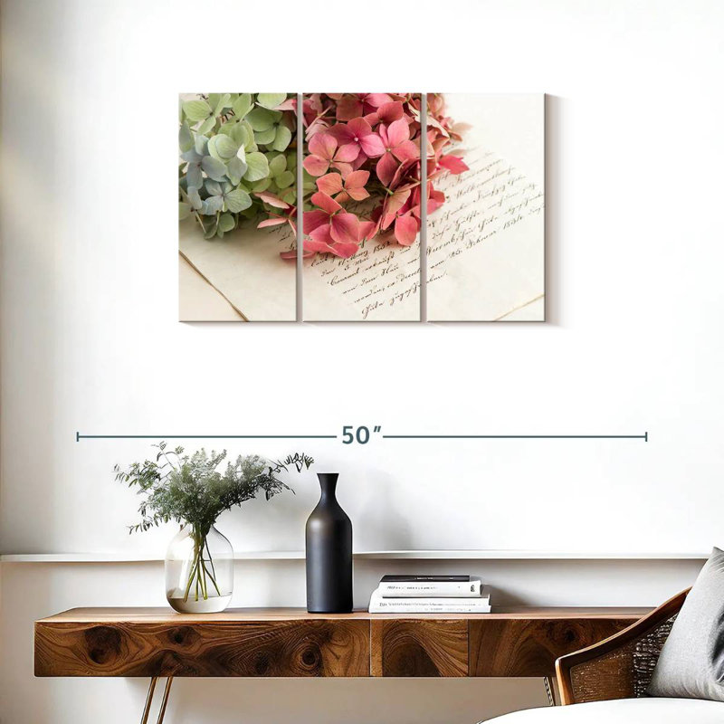 Hardie hortensia et lettre d'amour, H 20 po x l 33 po