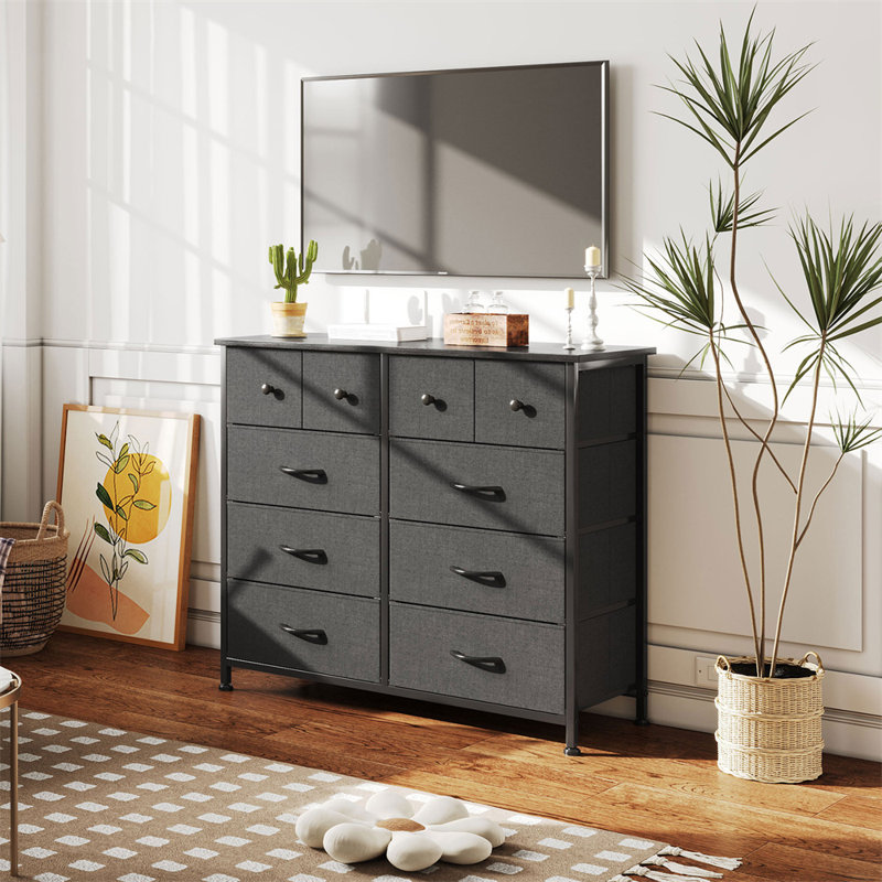 10 Drawers Fabric Dresser with Metal Frame