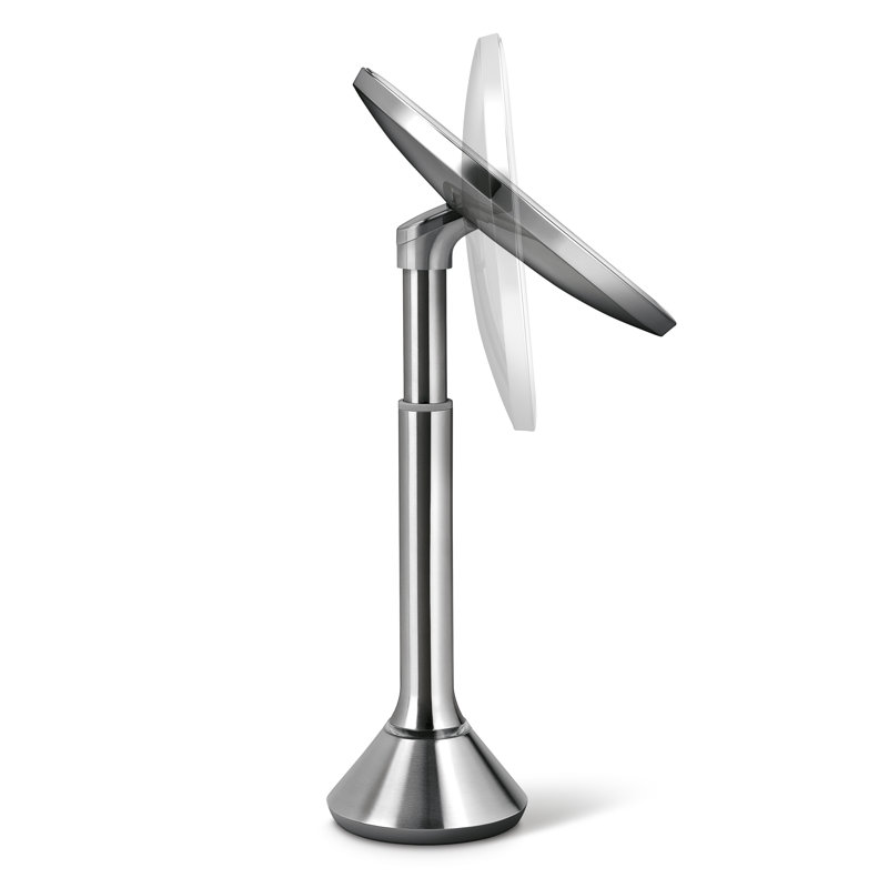 simplehuman 8" Round Sensor Makeup Mirror with Touch-Control Brightness, 5X Magnification, Cordless, Brushed