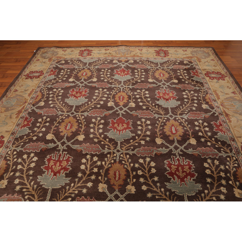 Brun Tapis décoratif en laine Touffeté à la main oriental, Rectangle 9 pi x 12 pi