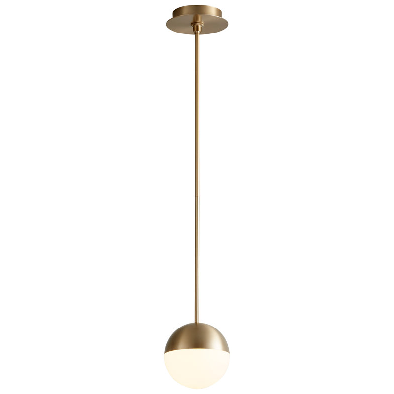 Luminaire suspendu sphère 1 lumière DEL 1 lumière, H 22 po x l 6 po x P 6 po, Laiton vieilli