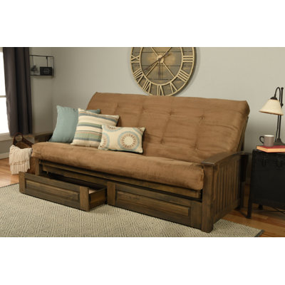 Grand futon avec matelas à dossier large avec rangement 89 po Stratford