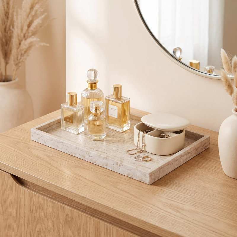 Natural Travertine Rectangular Tray 15" x 10" x 1.2"