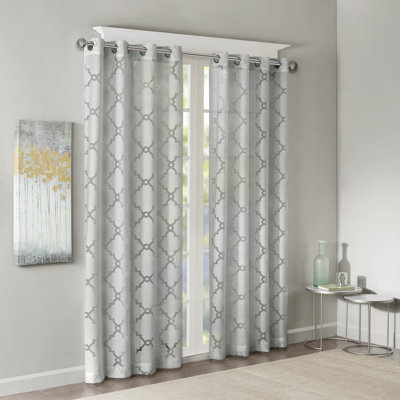 Madison Park Eden Fretwork Burnout Sheer Single Curtain Panel