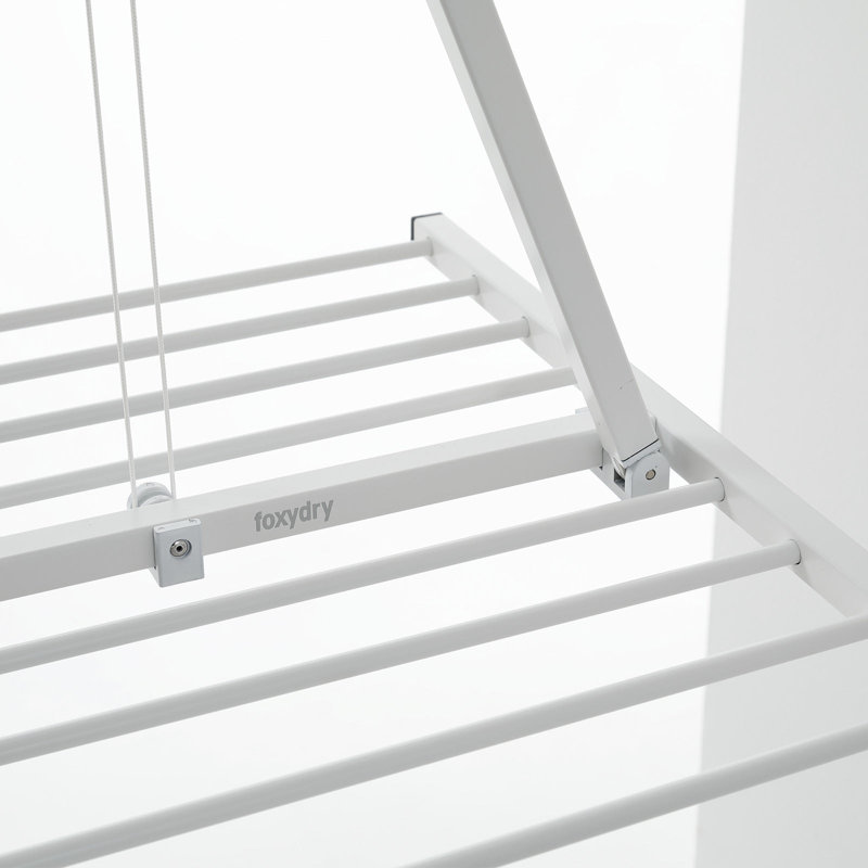 Foxydry Mini White Aluminum Foldable Retractable Clothesline, 180cm H x 152cm W x 54cm D