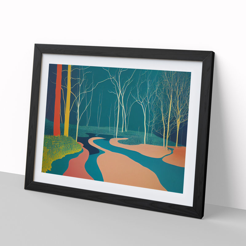 Extravagant Abstract Forest - Single Picture Frame Print, Black, 46cm H x 64cm W x 2cm D