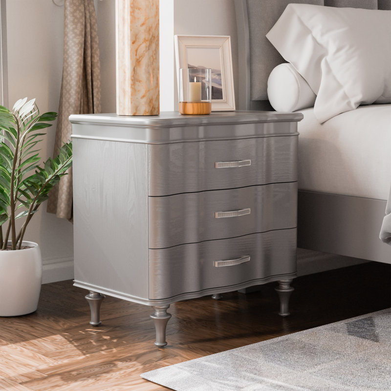 Seabliss 3-Drawer Nightstand, Silver