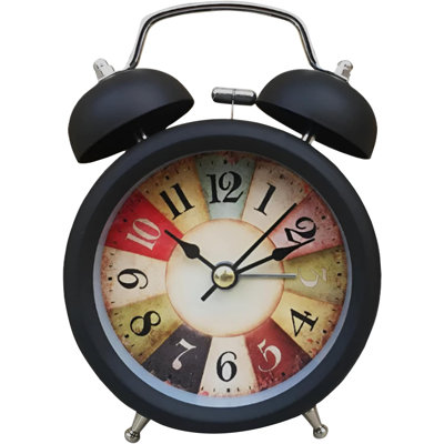Roman Numeral Quartz Movement / Crystal Alarm Tabletop Clock Black