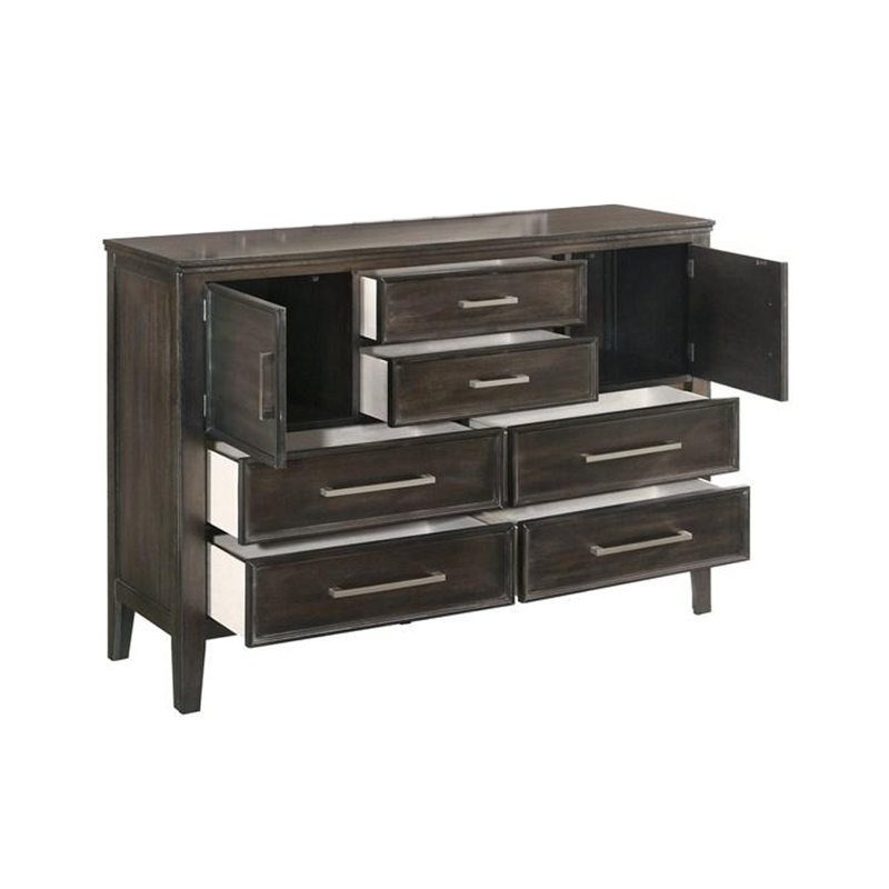 Commode combinée 6 tiroirs Gursev, Brun