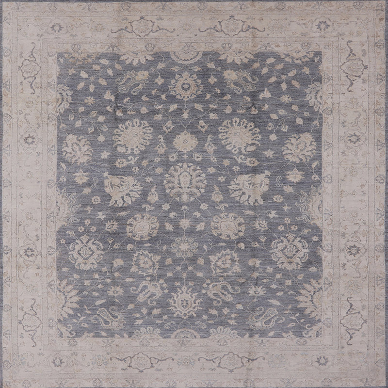 Tapis oriental noir / beige Krkur, Carré 6 pi