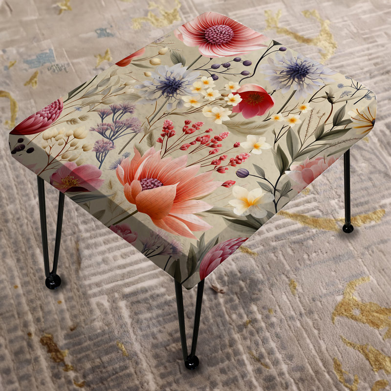 Motif floral pastel de campagne anglaise - Repose-pieds rectangulaire floral