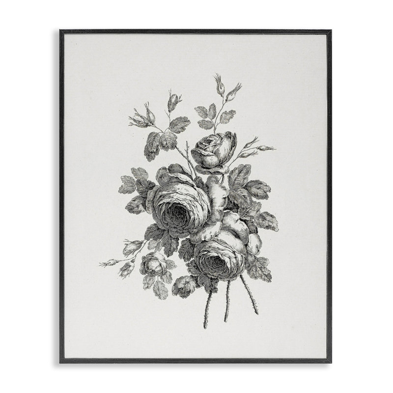 Ensemble de roses rétro, estampe numérique, lettré et doublé, H 14 po x l 11 po, Giclée encadrée noir minuit