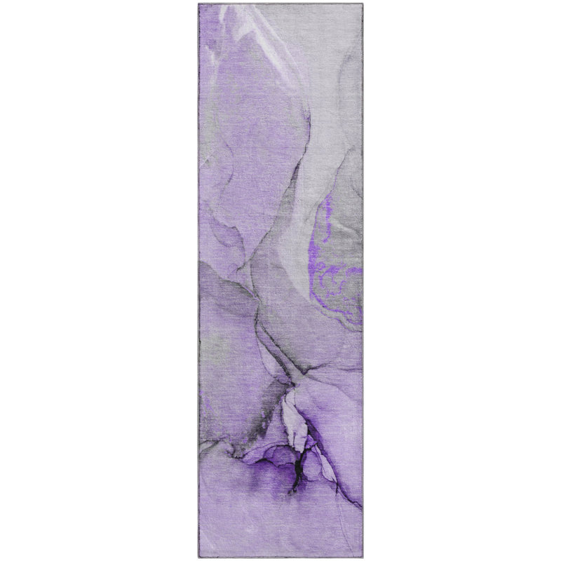 Premium Machine Washable Cerrito AMF506 Purple Rug, Runner 2'3" x 7'6"