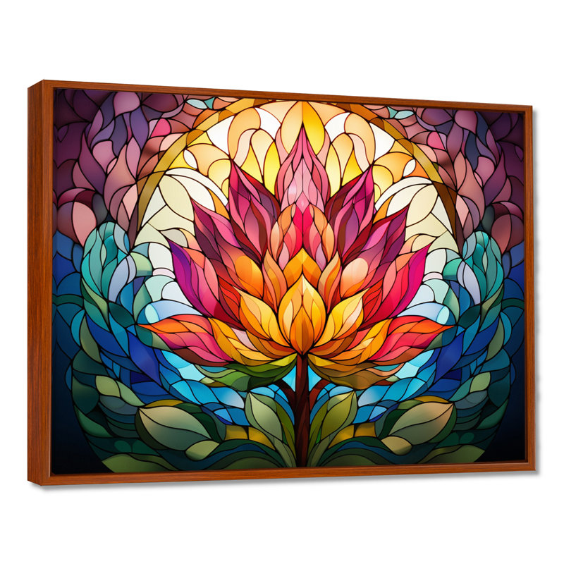 «Blossoming Rainbow Lotus», impression encadrée de lotus, Cadre flottant brun, bois massif, H 30 po x l 40 po