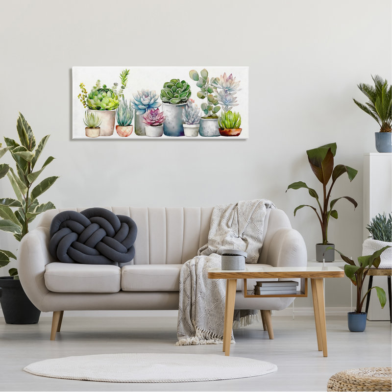 «Au-771-Canvas Varied Succulent Garden Soft Hues On Canvas» par Ziwei Li, impression, H 20 po x l 48 po x P 1,5 po