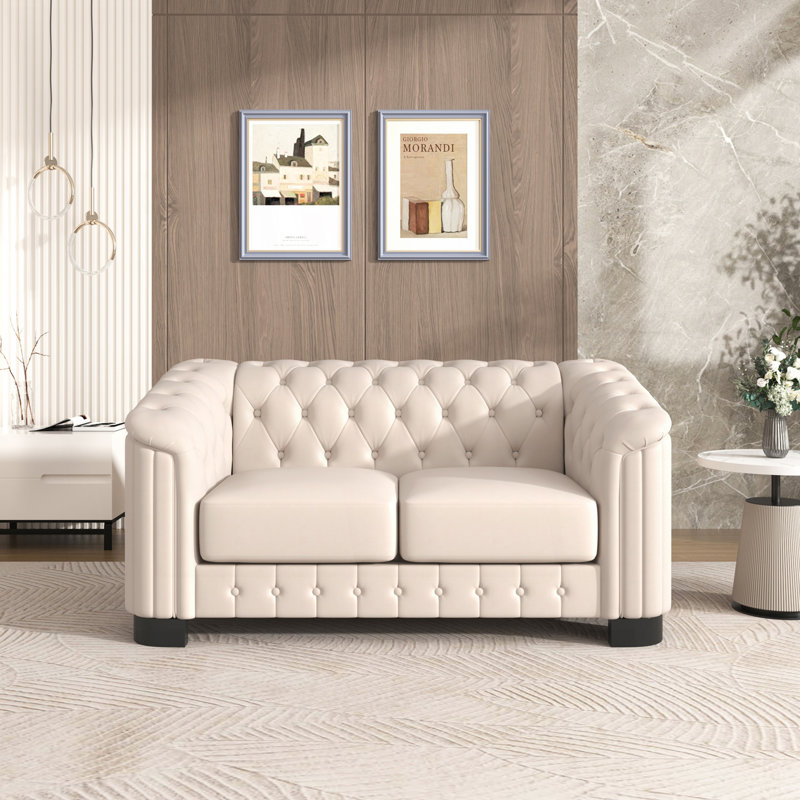 Canapé rembourré avec causeuse, canapé moderne avec coussin de siège épais et amovible, canapé moderne, Beige