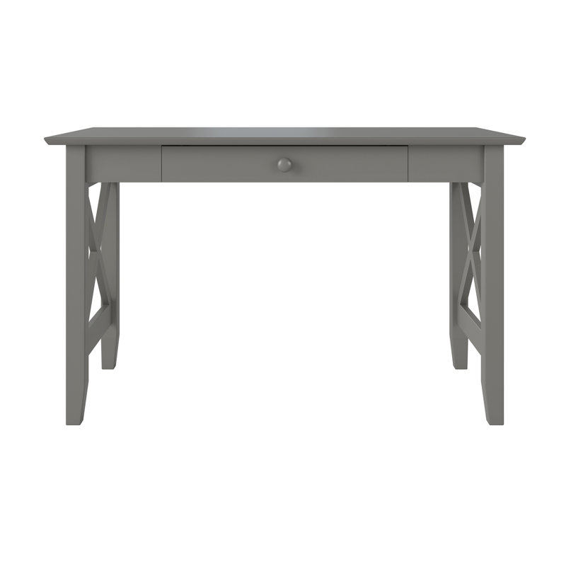 Bureau en bois massif Taci avec tiroir et chargeur USB intégré, Gris