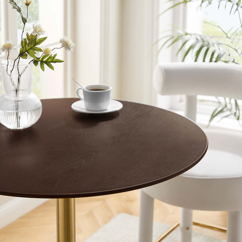 Table de bar Modway Lippa, Cerise noyer, Or, L 27,5 po x L 27,5 po