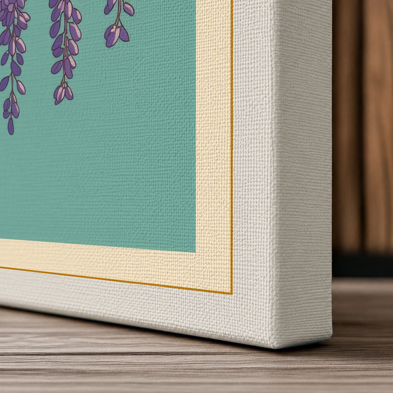 Cascading Wisteria Botanical - Wrapped Canvas, 36x24 - 91.4 x 61.0 cm, Cream Border