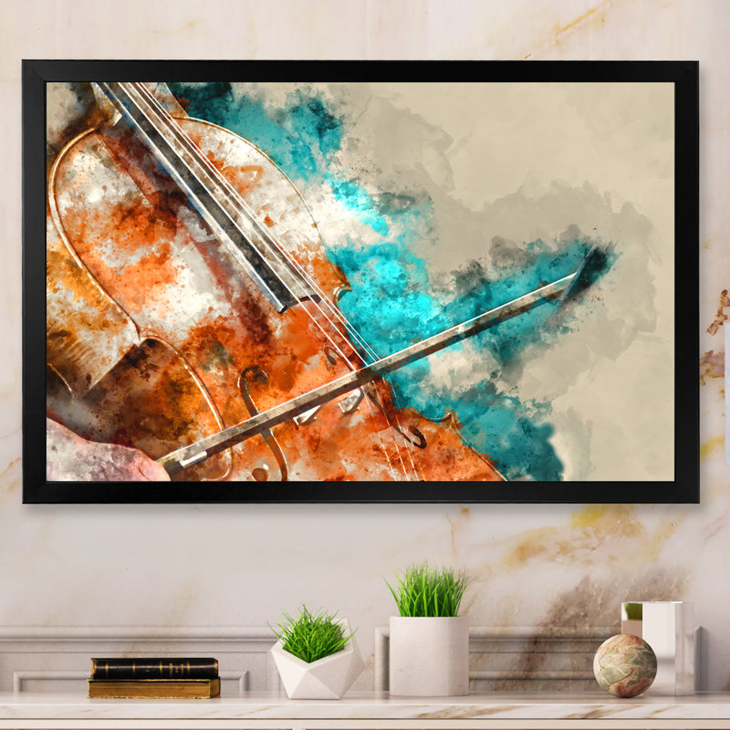 «Modern Energetic Color Violin», reproduction sur toile, Toile avec cadre noir, H 8 po x l 12 po x P 1 po