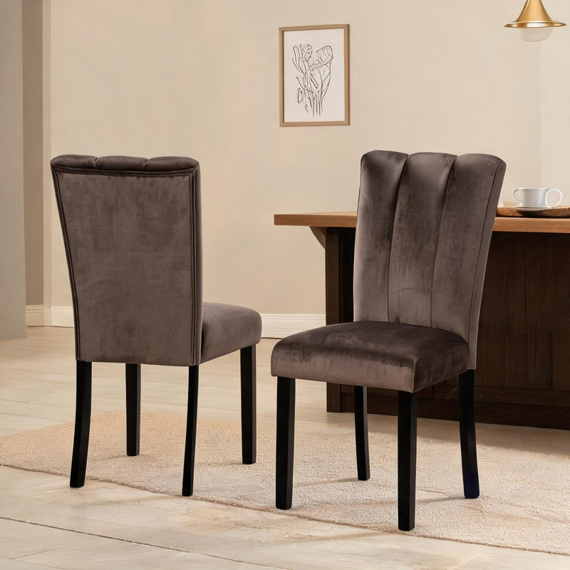 Ensemble de chaises de salle à manger en velours cèdre brun (ensemble de 2)