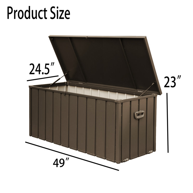 Coffre de terrasse en acier brun TONWIN, H 23 po x l 49 po x P 24,5 po