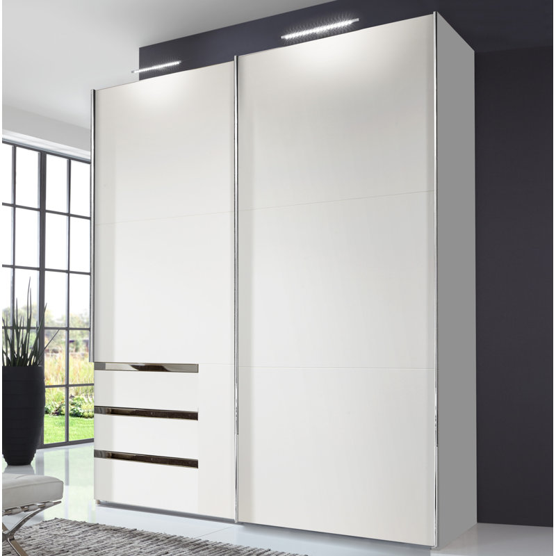 Barbuda 2 Door Manufactured Wood Wardrobe, White, 236cm H x 250cm W x 65cm D