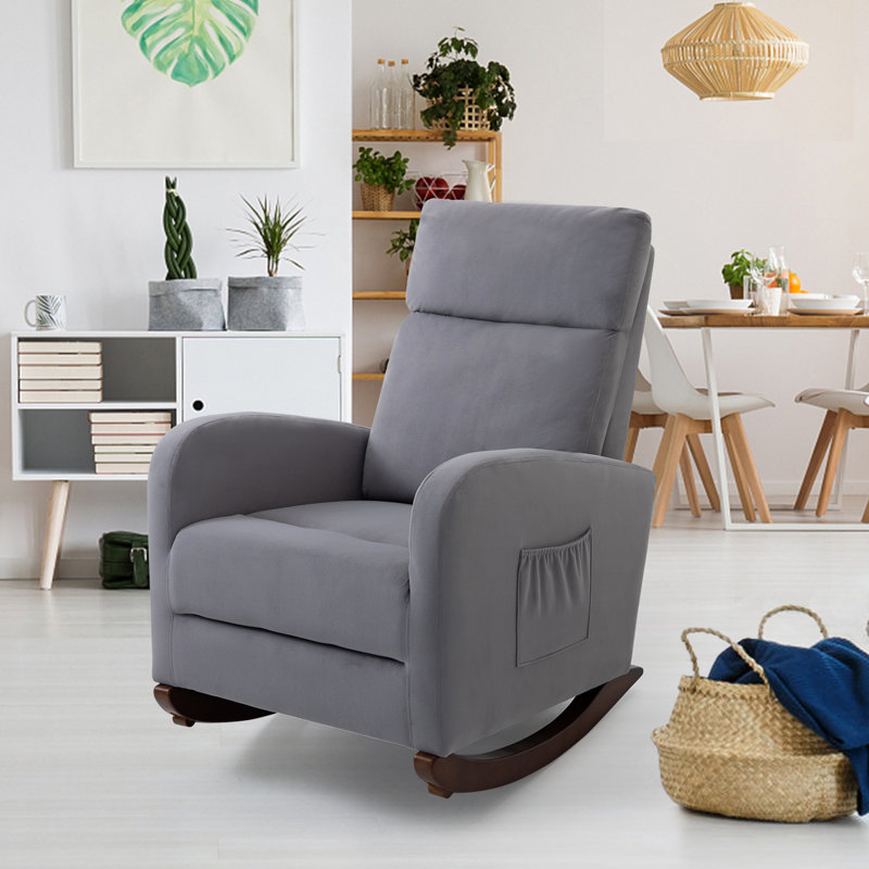 Solid Wood Rocking Chair, Gray