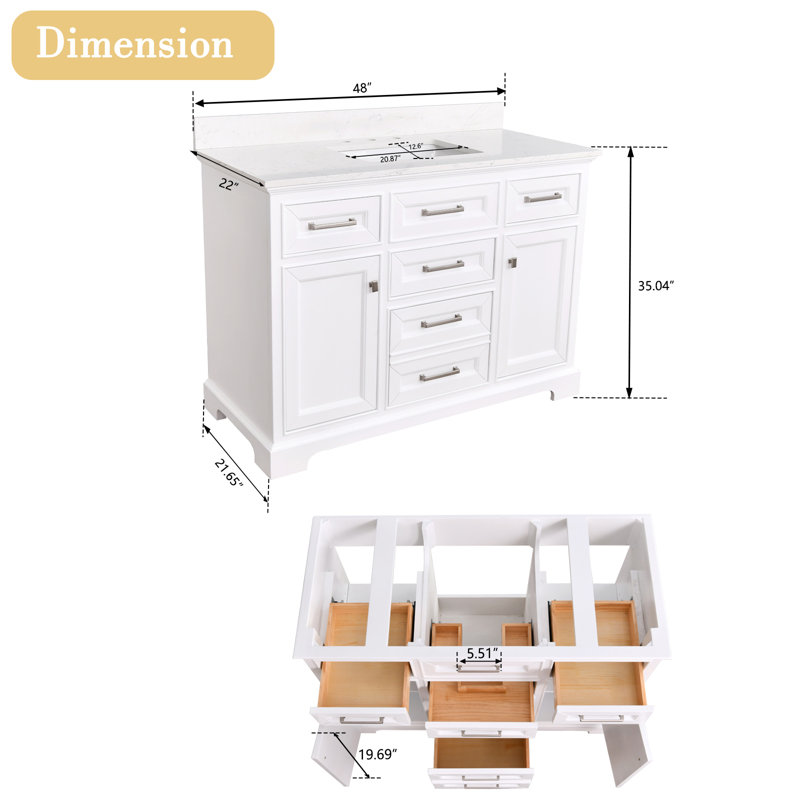 Meuble-lavabo simple 48 po avec comptoir simple