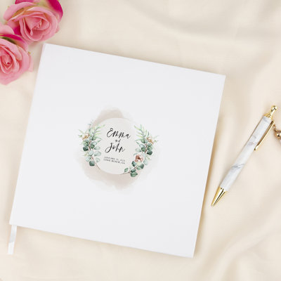 Livre d'or de mariage personnalisé Champagne Florals with Greenery