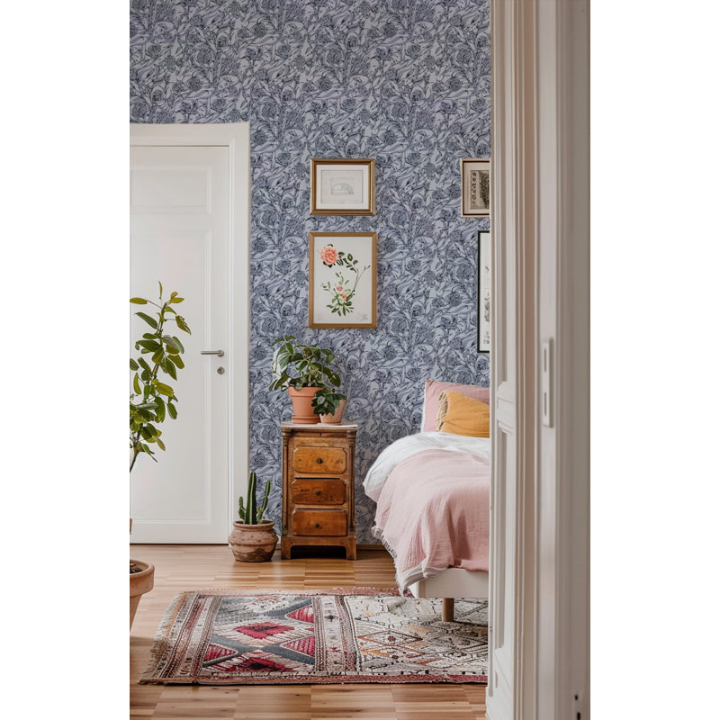 Wandervine - Glacial Gray Botanical Wallpaper