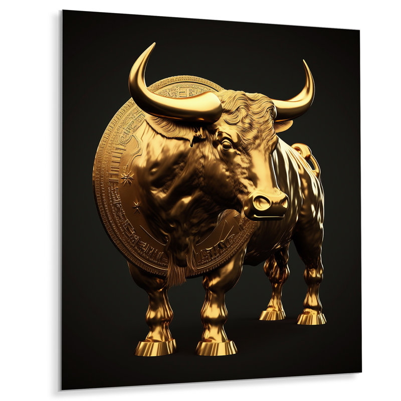 «Bullish Momentum», impression d'art mural Bull, H 20 po x l 12 po x P 1 po, Métal métal