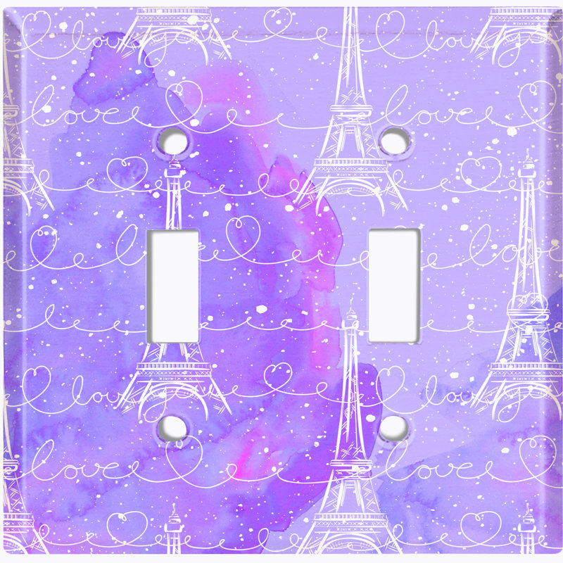 Plaque d'interrupteur à bascule Paris, Paris Tour Eiffel, nuage mauve et rose et amour