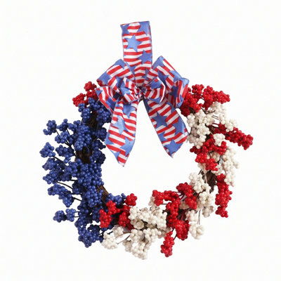 Le 4 juillet, couronnes pour porte d'entrée 14 pouces, patriotique, couronne, rouge, blanc, bleu américain