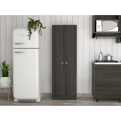 Buxton Rectangle 2-Door Storage Tall Cabinet Carbon Espresso And Black Wengue