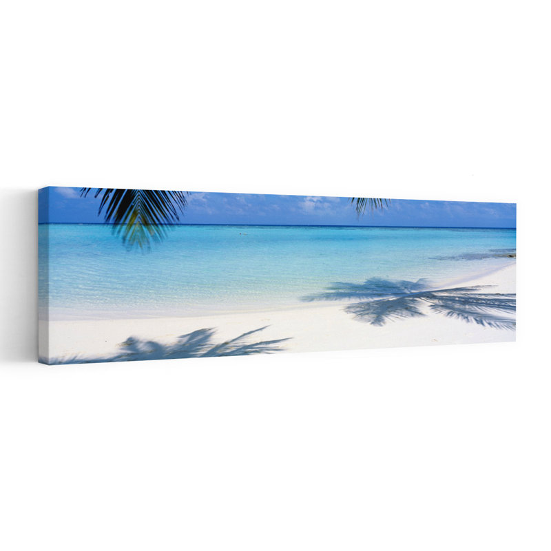 Laguna, Maldives, palmier abstrait, océan, art mural, H 12 po x l 36 po