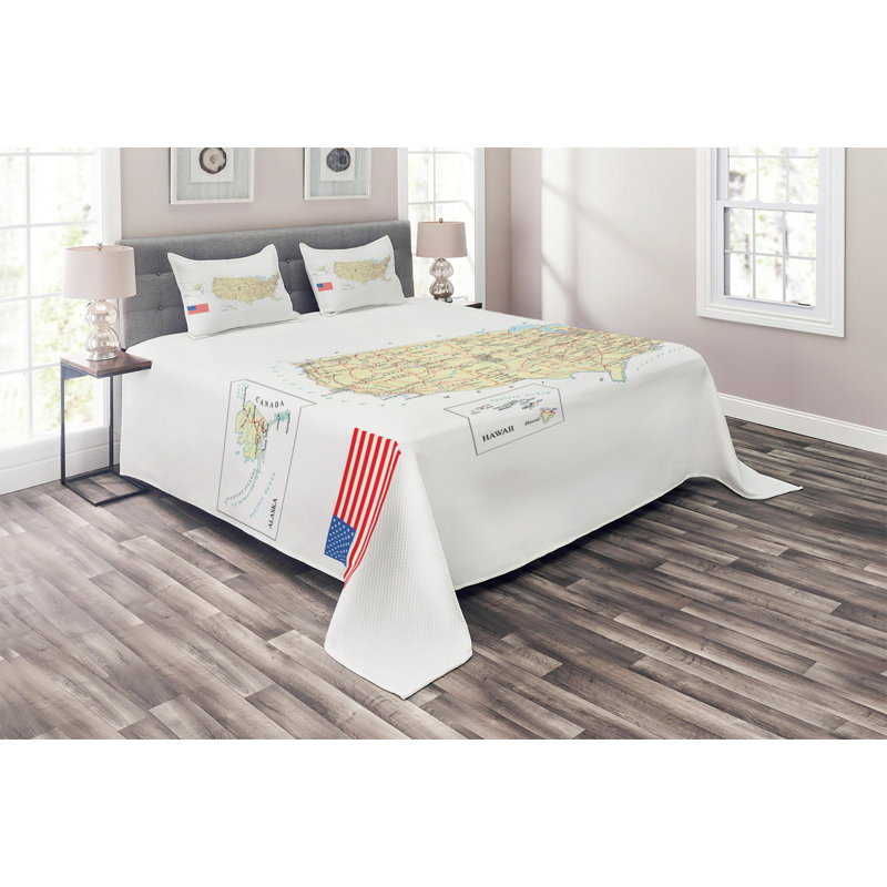 Wanderlust Eclectic Polyester Coverlet, King Bedspread + 2 Shams