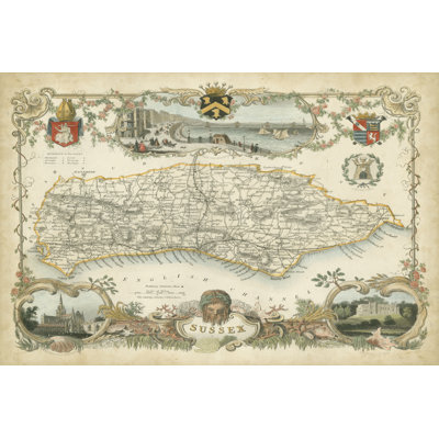 Map Of Sussex - Wrapped Canvas Print
