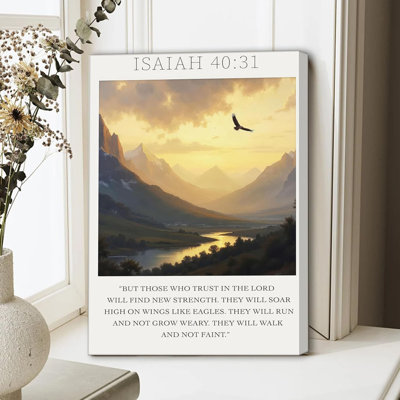 Inspirant chrétien, art mural sur toile Isaïe 40:31 verset biblique, peinture, image murale, écriture, écriture, maison, œuvre d'art