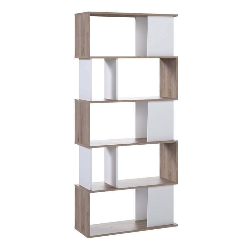 Laquanza 173.5cm H x 80cm W Standard Bookcase, White/Oak