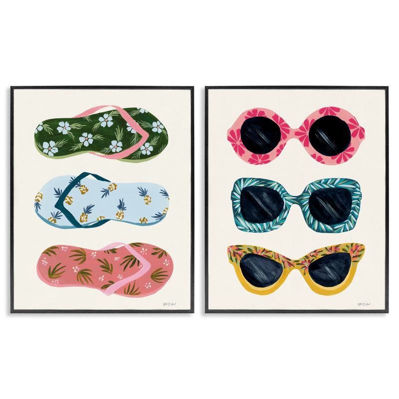  «Beach Ready Accessoires», ensemble de 2 giclées sur papier par Yvette St. Amant, H 14 po x l 11 po