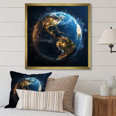 Earth Lights From Space I - Space Planet Canvas Art Print